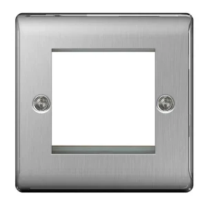 Front Plate 2 Module Grid Square Brushed Steel