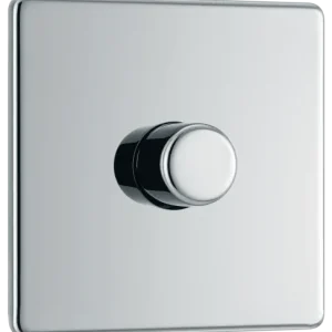 Polished Chrome Single 2 Way Push 200W Dimmer