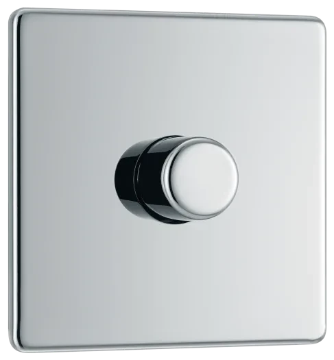 Polished Chrome Single 2 Way Push 200W Dimmer
