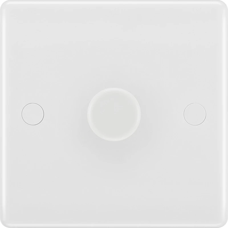 White Round Edge Moulded 1 Gang 2 Way Push Type Trailing Edge 200W Dimmer Switch - Image 2