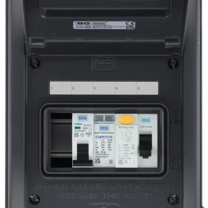 EV Consumer Unit in Grey with 5 modules including T2 SPD, 40A Type A RCD and 40a MCB