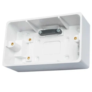 Hager Sollysta WMPB2/46CC 2-Gang Moulded Surface Mount Pattress Box with Cable Clamp 46mm White