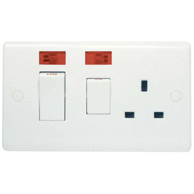 Designa 21CC45SS1L 45A Double Pole Switched Cooker Control Unit White With Neon - Image 2