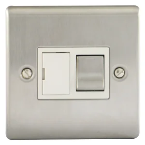 Designa 23SPU13 1 Gang 13A Switched Fused Spur Connection Unit Satin Steel with White insert