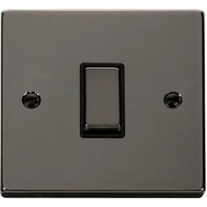 Plate Switch 1 Gang Intermediate 10A Black Nickel Black Insert Victorian