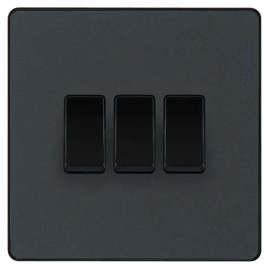 BG Evolve PCDMG43B 3 Gang 2 Way Switch Matt Grey