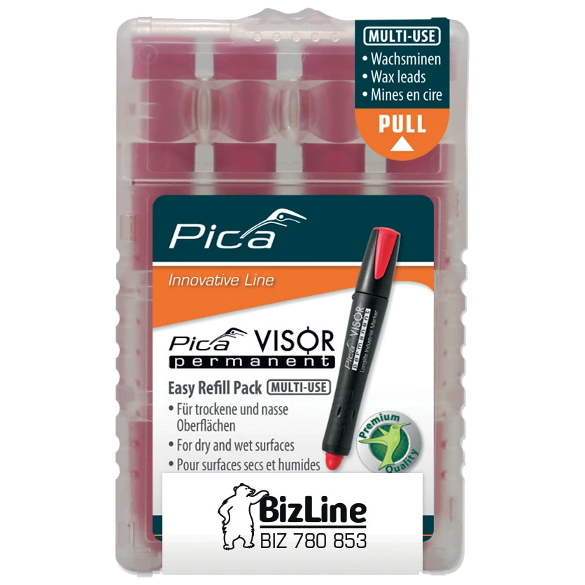Bizline Pica VISOR Telescopic Wax Marking Crayon Refill Pack - Red - 4 Pack - Image 2