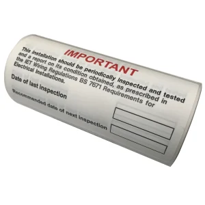 Label Warning Periodic Inspection S/A 130 x 60mm Black/Red White (Pack=100)