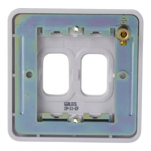 Ultimate Socket 2 Gang Single Pole Switched 13A Stainless Steel White Insert