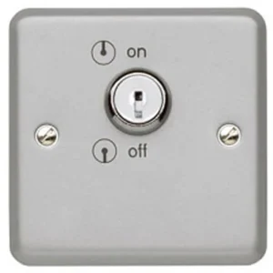 Switch Double Pole Key Operated 20AX Aluminium
