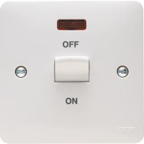 Control Switch 1 Gang DP LED Indicator 50A White Marked Cooker