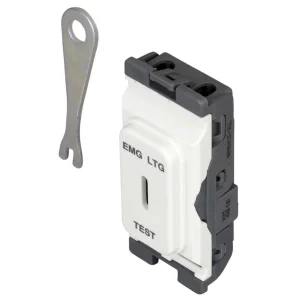 Hager Sollysta Grid Switch DP Key Marked EM LTG TEST 60x24x25mm White Urea