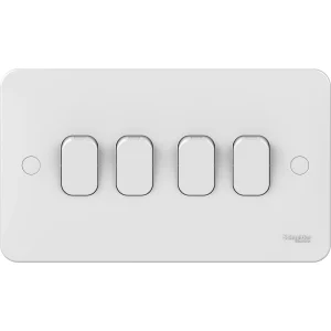 Schneider Plate Switch 4 Gang 2 Way 10AX White