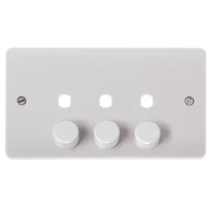 Click Mode Plate 3 Gang Double Dimmer c/w Knob White