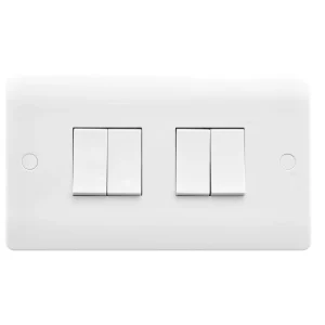 Verve HM2024 Plate Switch 4 Gang 2 Way 10AX White