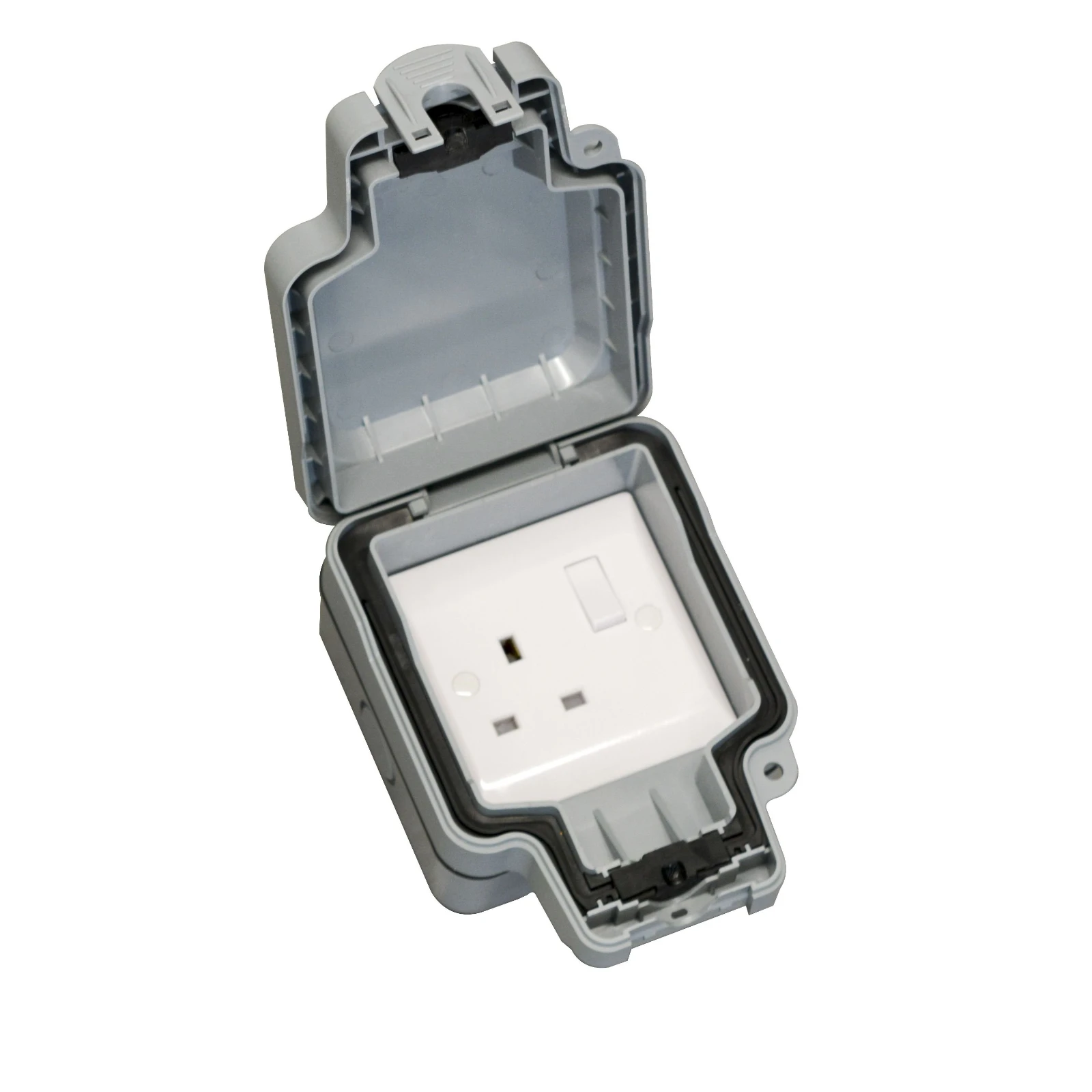 Verve HM5001 Grey IP66 1 Gang 13A Switched Socket Outlet Lockable Grey - Image 2