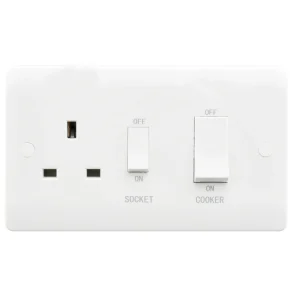 Verve HM2060 45A Double Pole Switched Cooker Control Unit White + 13A Switched Socket
