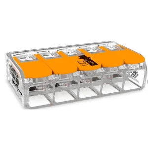 Wago 221-615 41A Compact 5 Port Lever Connector Transparent - 15 Pack