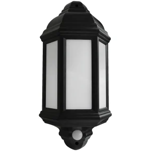 Eterna DVECOHPIRBK IP44 Black 7W LED Half Lantern With 120° PIR
