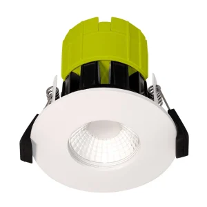 Ftype Fixed 8W 800Lm Dimmable Fire Rated Downlight IP65 White Bezel Included 3000K