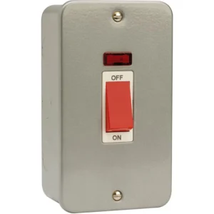 Cooker Control Switch 2 Gang Neon 45A Metal Clad