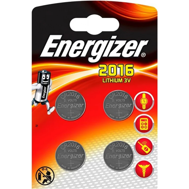 Energizer CR2016 Lithium Coin Battery 3V 7638900415353 - 4 Pack