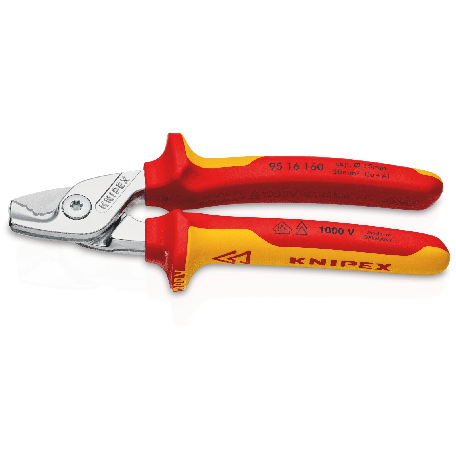 Knipex 95 16 160 SB StepCut Cable Shears insulated with multi-component grips, chrome-plated 160 mm - Image 2