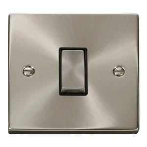 Click Deco Plate Switch 1 Gang Intermediate Black Insert Victorian 10A Satin Chrome