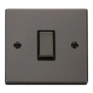 Plate Switch 1 Gang 2 Way 10A Black Nickel Black Insert Victorian