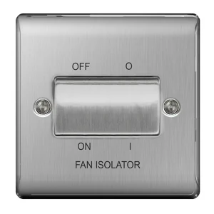 BG Nexus NBS15 Brushed Steel Plate Switch for Fan Isolator 10AX