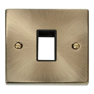 Front Plate 1 Gang 1 Aperture Antique Brass Black Gasket Victorian