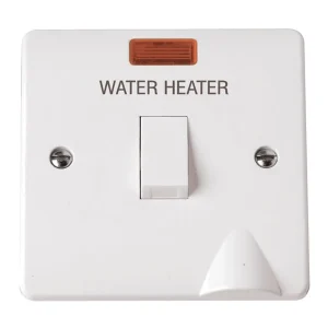 Switch DP Water Heater Neon & Flex Outlet 20A White