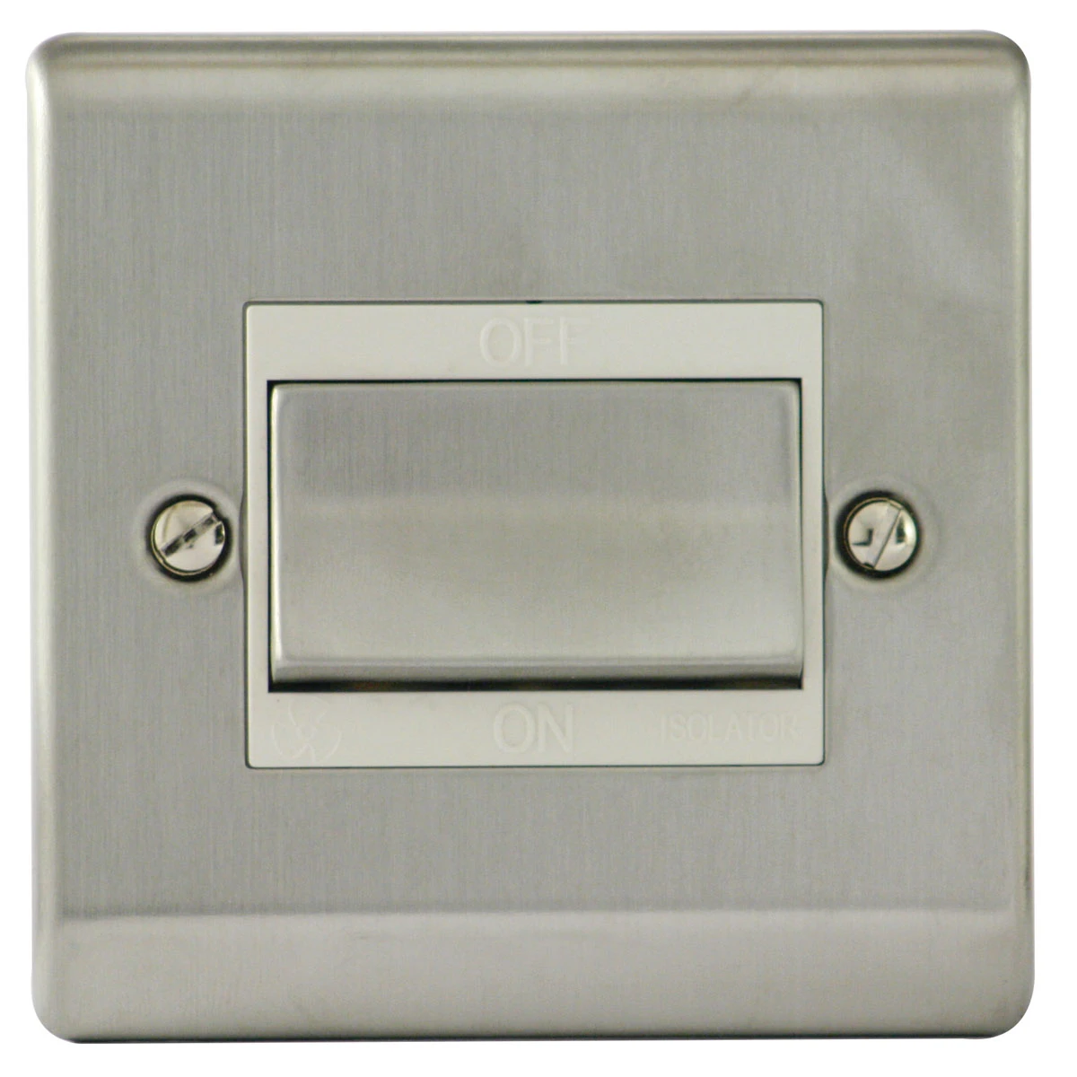 Designa 23S5FS 1 Gang Triple Pole Fan Isolator Switch Satin Steel With White Insert - Image 2