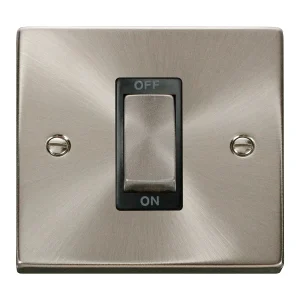 Click Deco Switch 1 Gang DP Black Insert Victorian 45A Satin Chrome