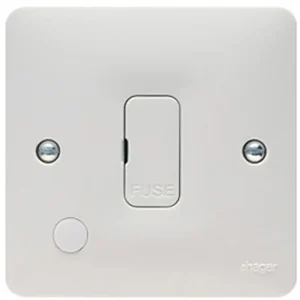 Hager Sollysta WMSU83FO 1 Gang Unswitched Fuse Connection Unit with Flex Outlet 13A 86 x 32.5 x 86mm White