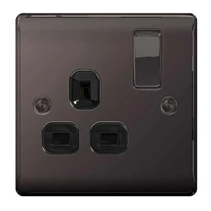 BG Nexus NBN21B Black Nickel Switched Socket 1 Gang Double Pole 13A