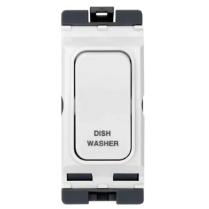 Hager Sollysta Grid Switch 1 Way DP Marked Dish Washer 20A 60x24x25mm White Urea