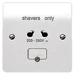 MK Shaver Socket 1 Gang Unswitched 230V White