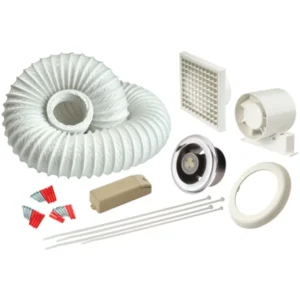 Showerlite 100mm (4") In-Line Fan Kit Warm White LED Timer