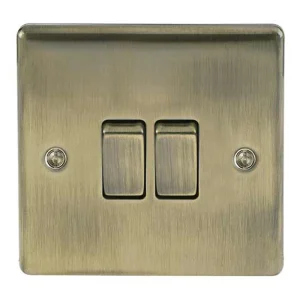 BG Nexus NAB42 Antique Brass Plate Switch 2 Gang 2 Way 10AX