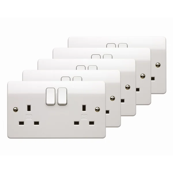 MK Electric Logic Plus Rapid Fix 13A 2G DP Switched Socket (5 Pack ...
