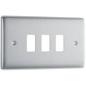 BG RNBS3 3 Gang Grid Plate Brushed Stainless