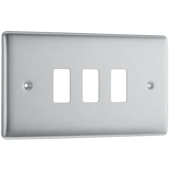 BG Nexus Metal Brushed Steel 3 Module Front Plate – Go Magpie – Trusted ...