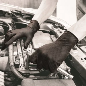 6.5g Black Nitrile Disposable Glove Powder Free Diamond Grip EN374 - Food Approved Size XL