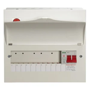 Wylex 10 Way Consumer Unit Main Switch 100A, Fixed Configuration, with SPD