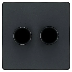 BG Evolve PCDMG82B 200W 2 Gang 2 Way Dimmer Push On/OFF (Trailing Edge) Matt Grey