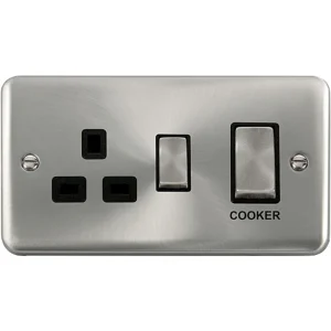Cooker Control Unit Ingot 2 Gang DP 13A DP SWD Socket 45A Satin Chrome Bl