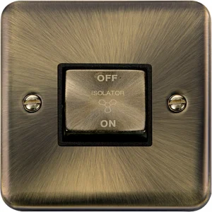 Antique Brass Rounded Profile 10A Ingot 3 Pole Fan Isolation Plate Switch