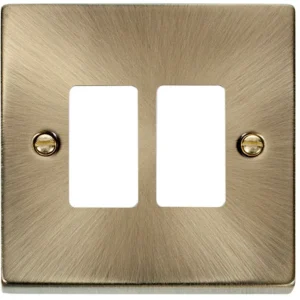 Victorian Antique Brass 2 Gang GridPro Frontplate Black Gasket