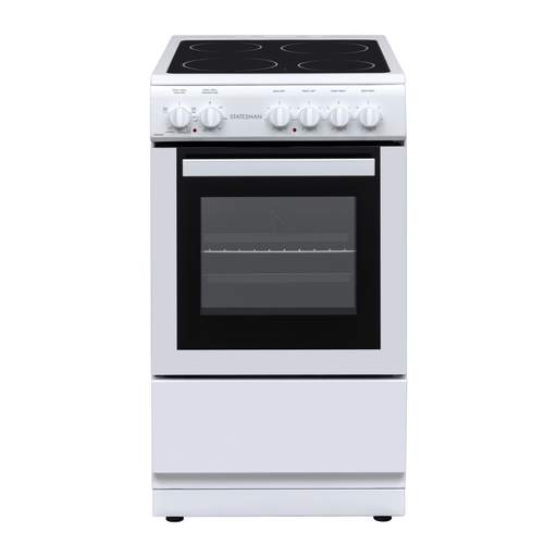 Statesman 50cm Single Cavity Electric Cooker with Ceramic Hob White